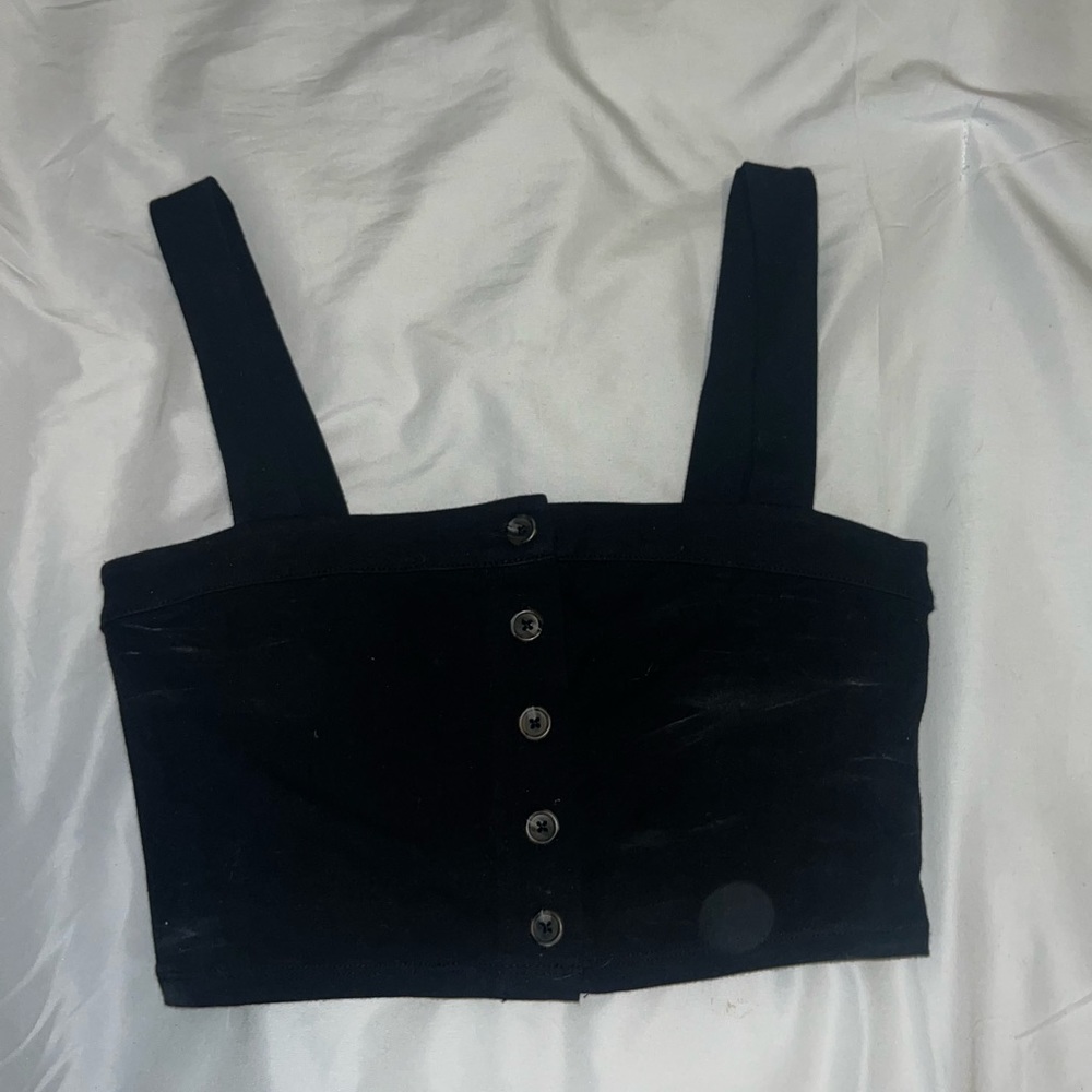 Black button down crop top